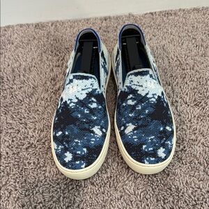 Rothy’s x The Butcher’s Daughter Blue Shibori Slip on Sneakers